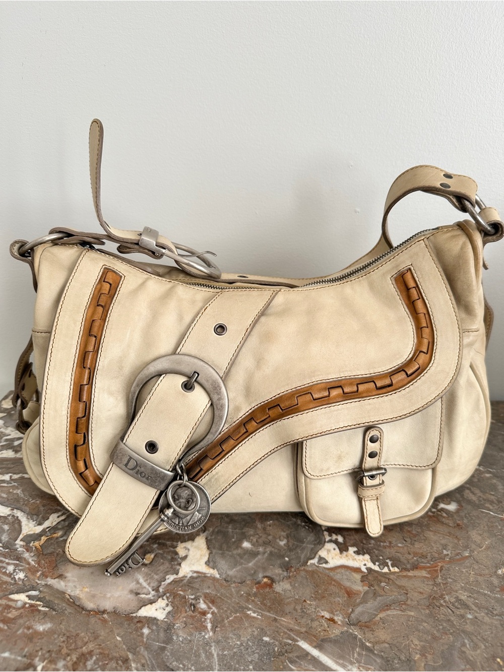 DIOR 2007 Gaucho Double Saddle Leather Shoulder Bag John Galliano Era - Picture 8 of 16